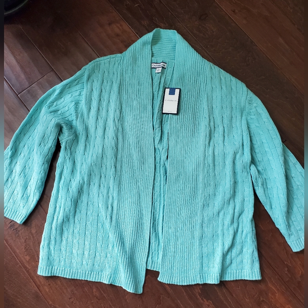 Croft & Barrow Aqua Knit Sweater 100% Cotton